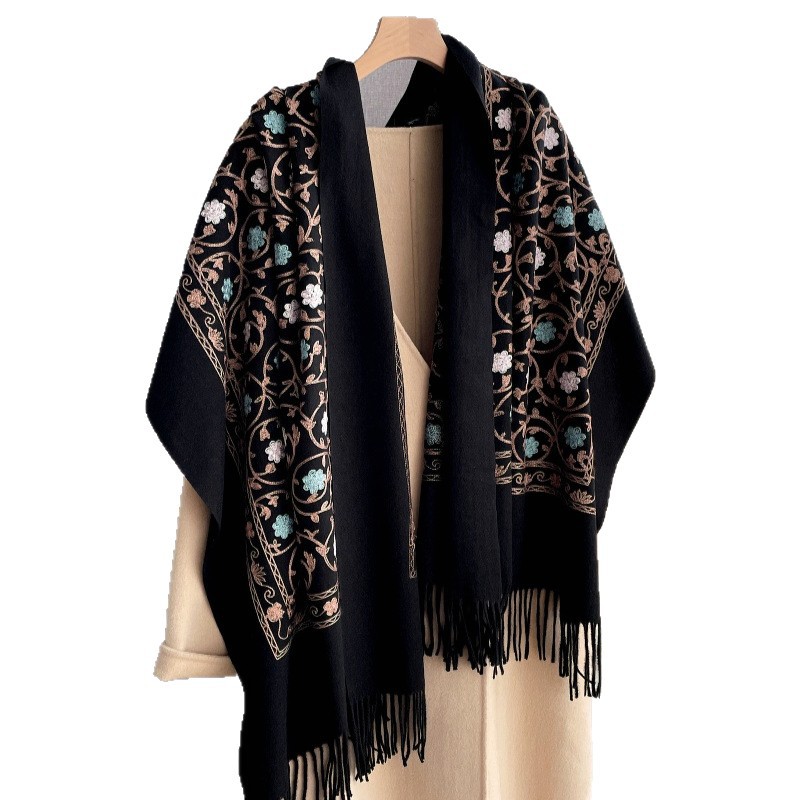 Woven Scarf Blanket - 2025 New Embroidery Cashmere Scarf Women