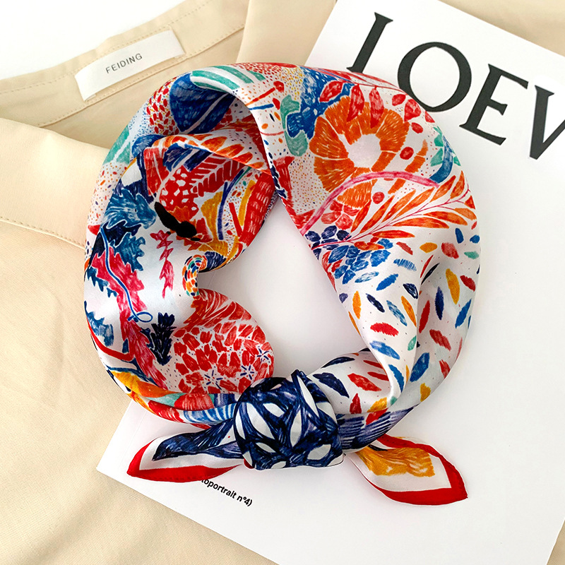 Ascot Neck Scarf - 53cm Square Silk Scarf Women Nature