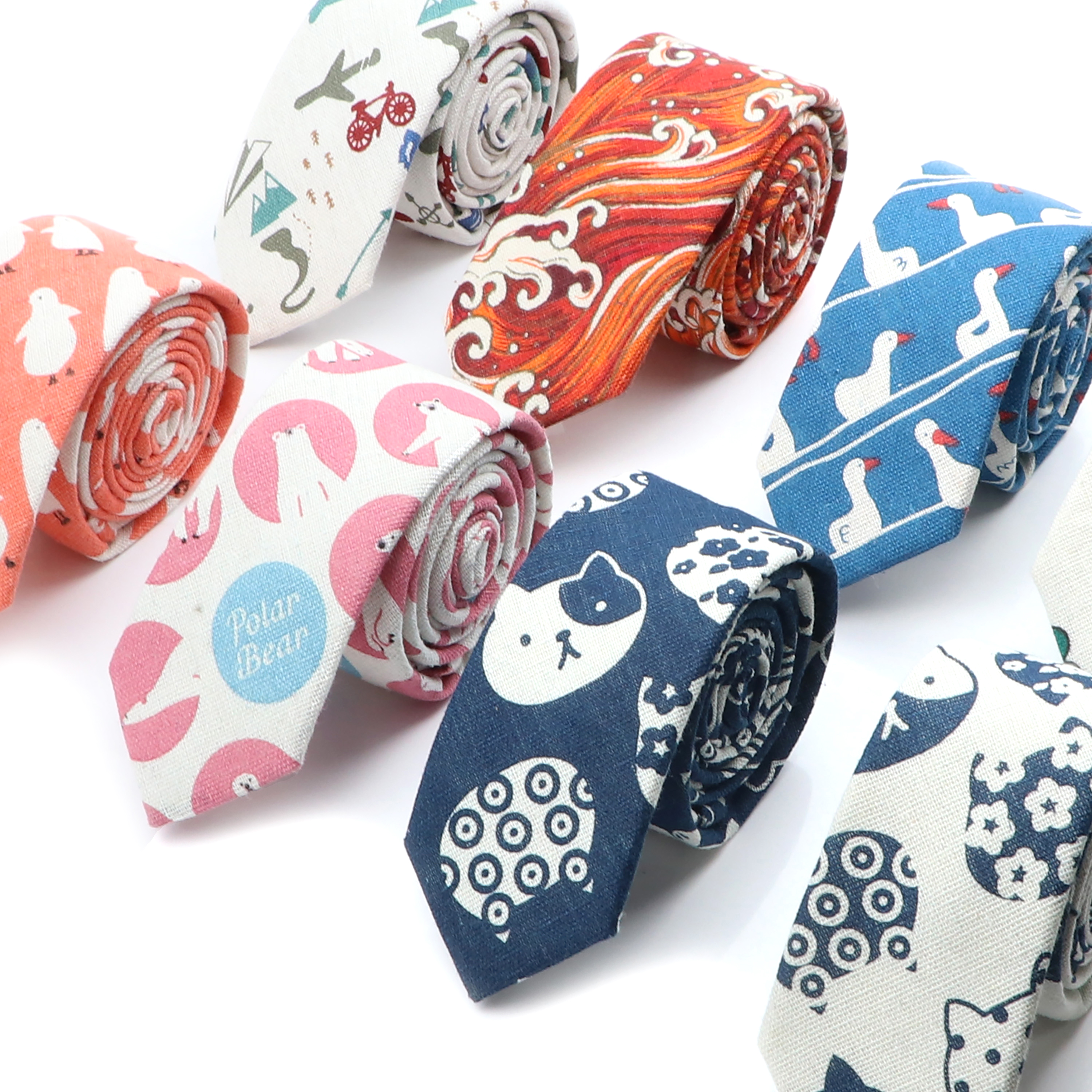 Novelty Cartoon Linen Tie For  - Skinny Tie Men recension och pris
