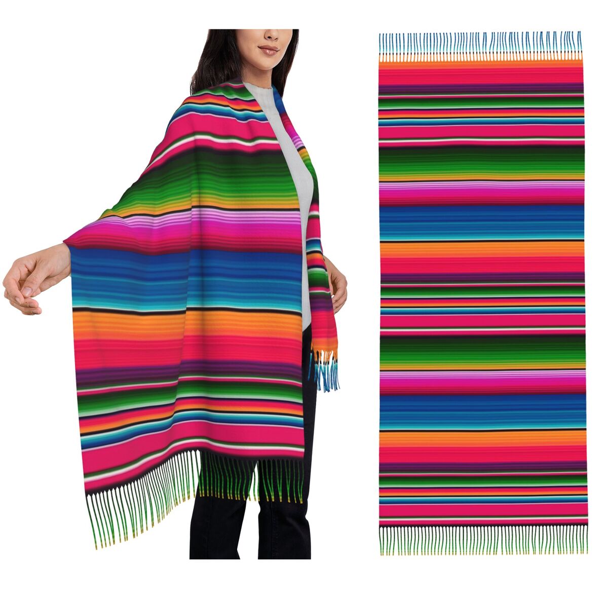 Mexican Blanket Striped Fiesta - Woven Scarf Blanket recension och pris