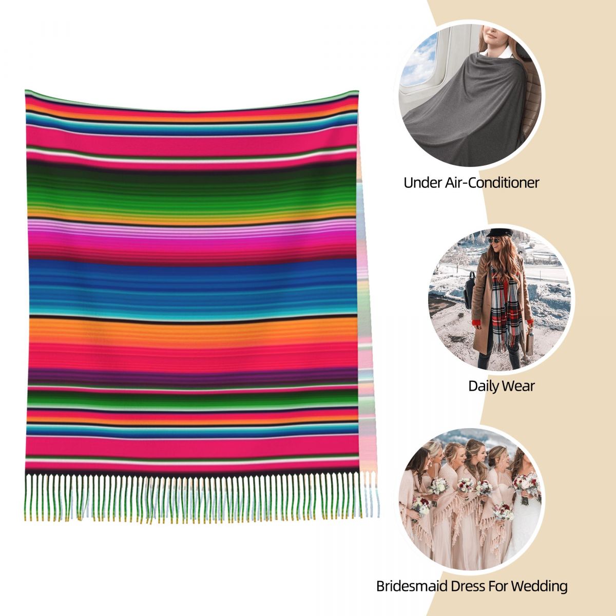 Mexican Blanket Striped Fiesta - Woven Scarf Blanket recension och pris