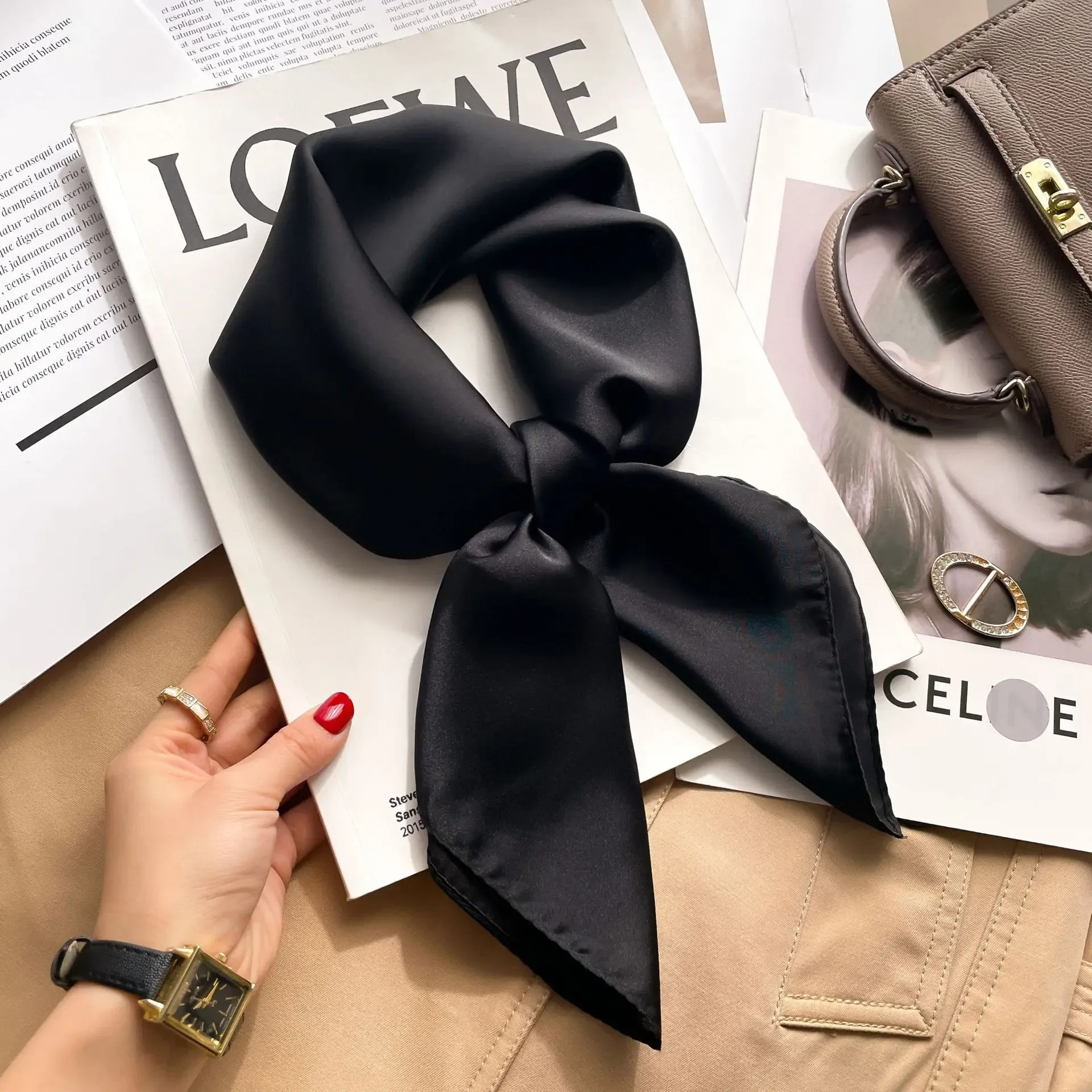 70cm Solid Colors Neckerchief  - Scarf Silk Square recension och pris