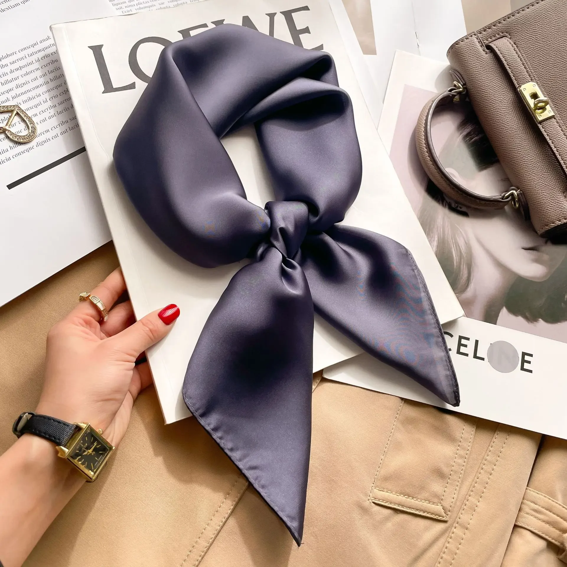 70cm Solid Colors Neckerchief  - Scarf Silk Square recension och pris