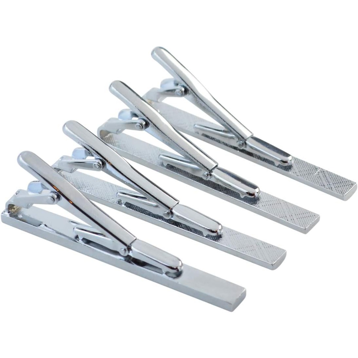 Set of 4 Silver Metal Necktie  - Tie Clip Silver recension och pris