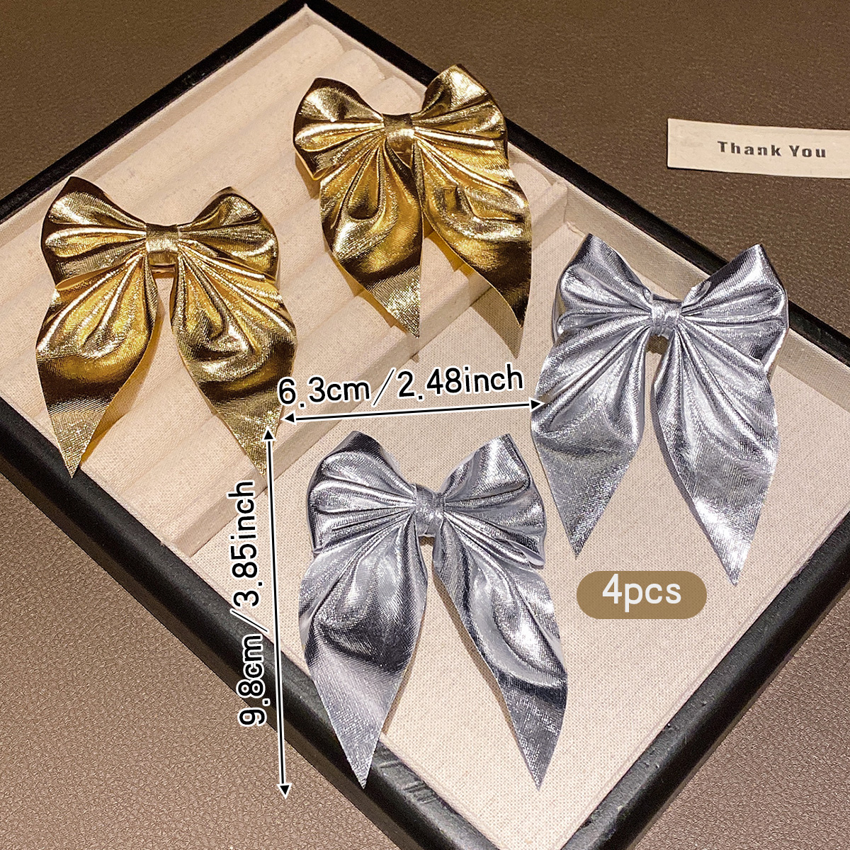 4 fashionable bow hair clips i - Tie Clip Silver recension och pris