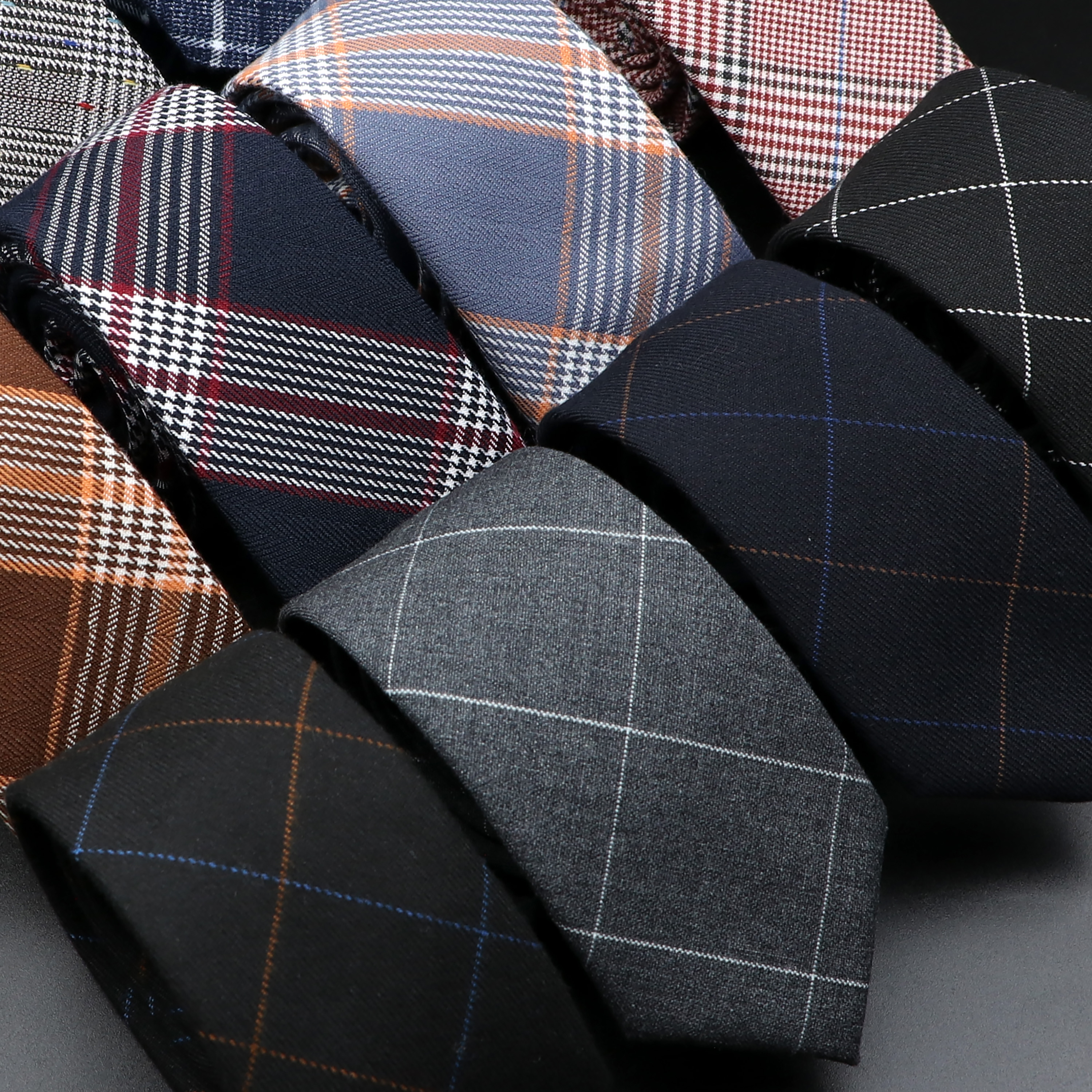 Classic Black Grey Plaid Cotto - Skinny Tie Men recension och pris