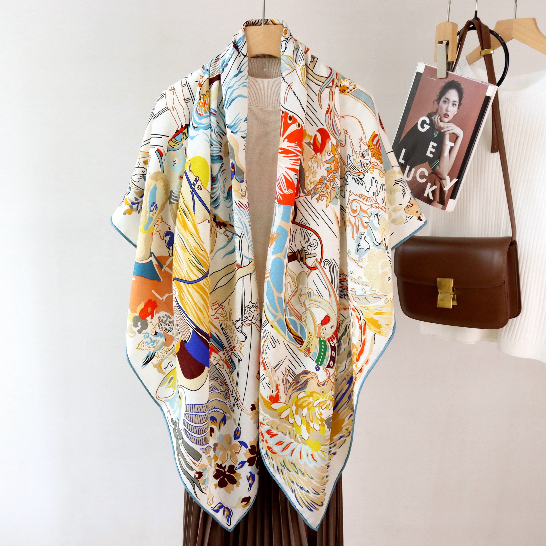 Double Print Mulberry Silk Sca - Pashmina Wrap Large recension och pris