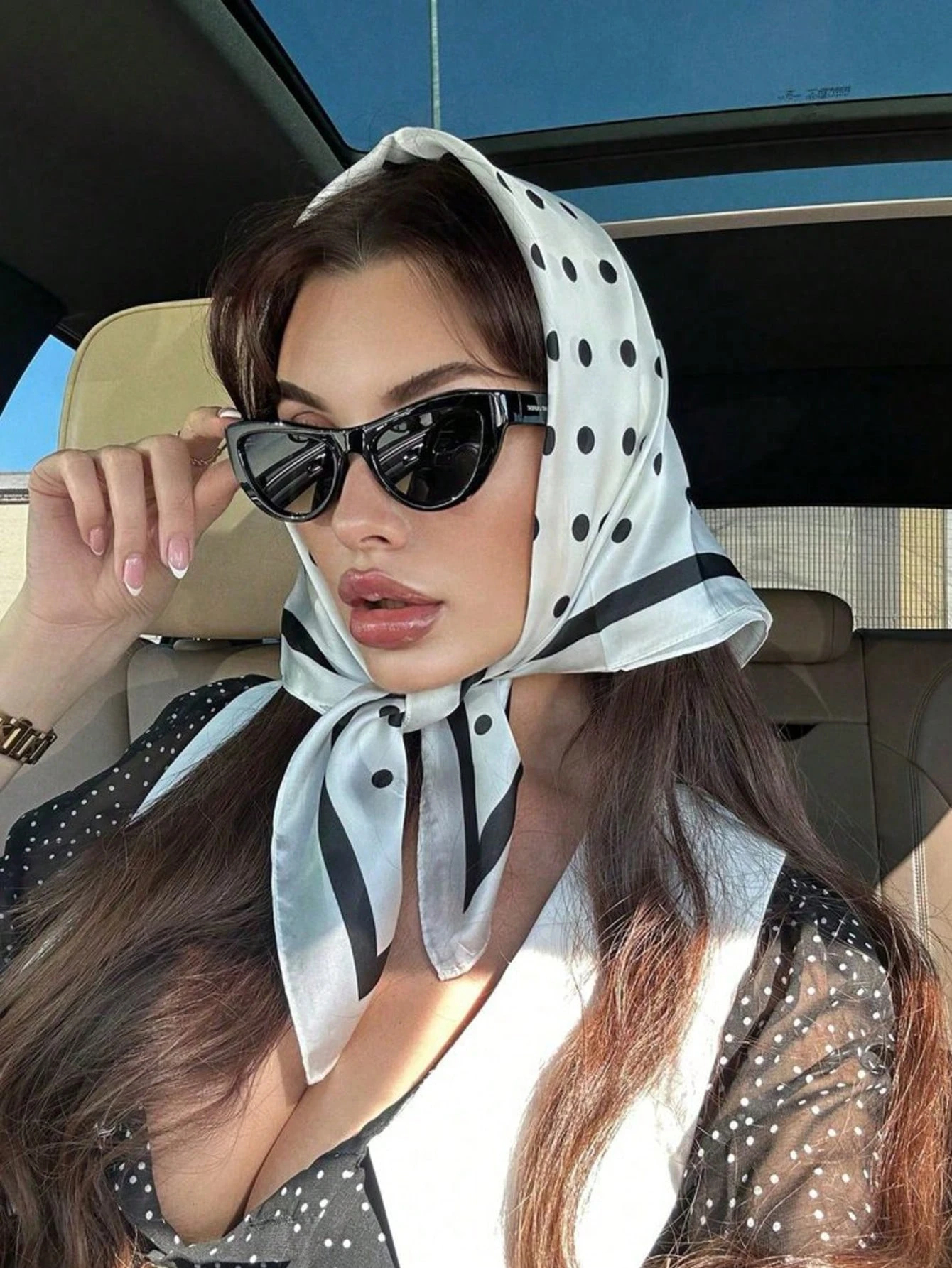 Lady Hair Dot Scarf Female Sil - Scarf Silk Square recension och pris