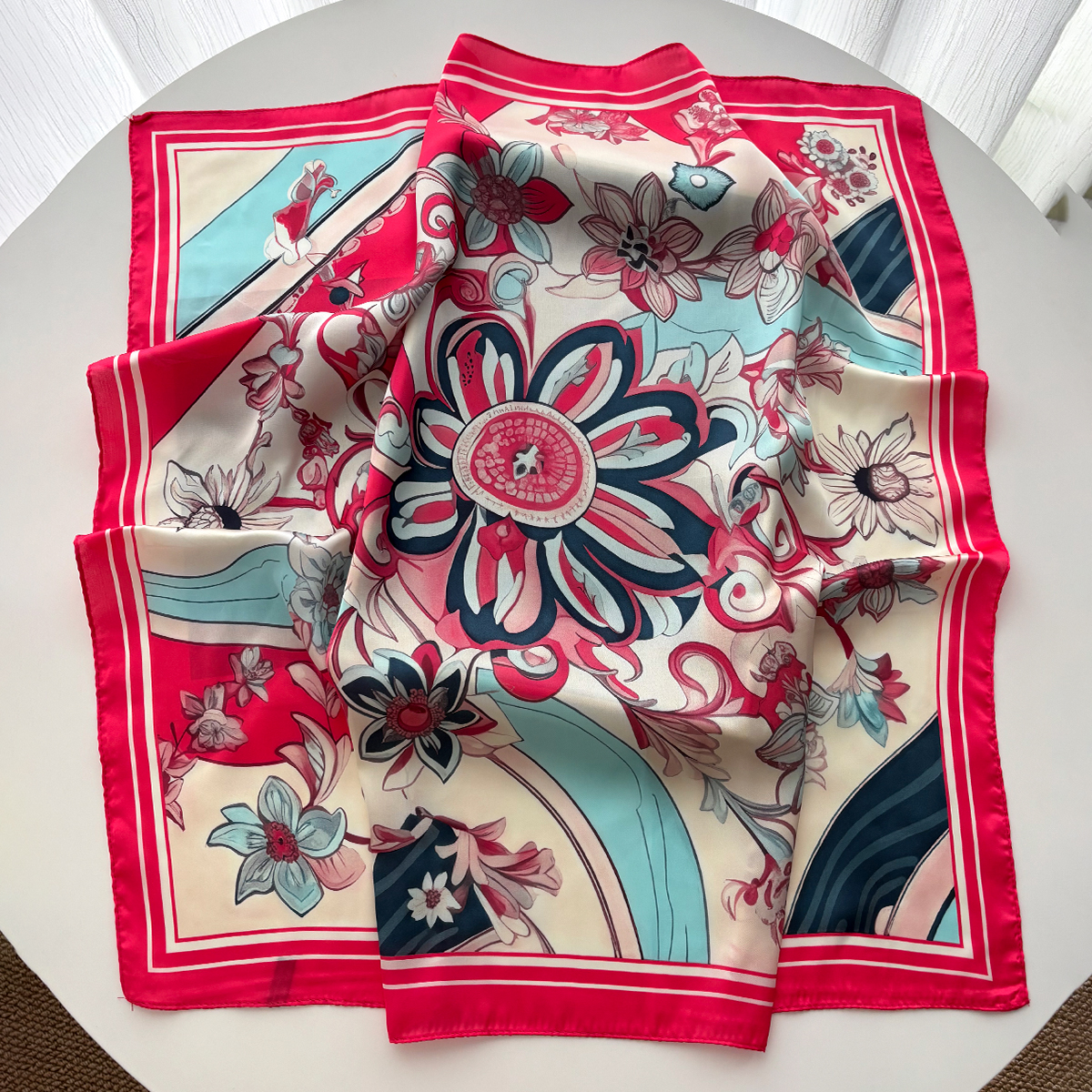 Design Print Silk Imitation Sc - Ascot Neck Scarf recension och pris