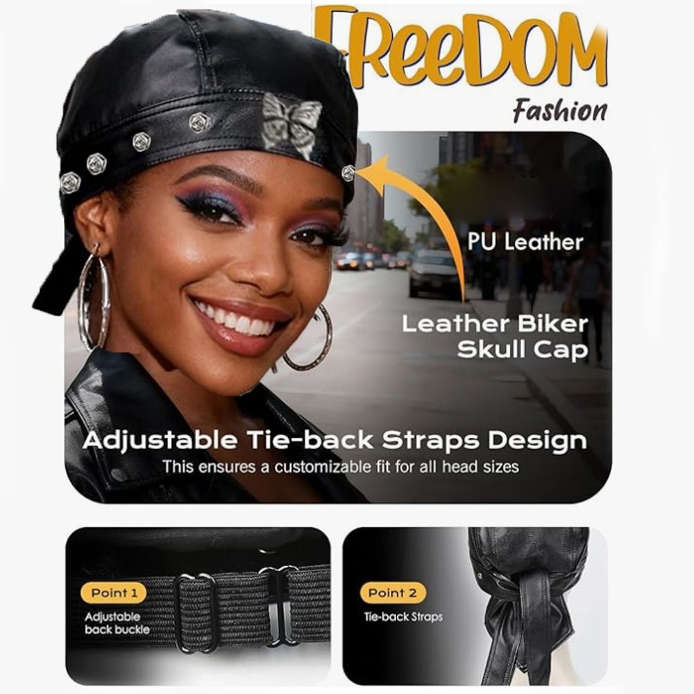 PU Leather Black Biker Cap Doo - Bandana Doo Rag recension och pris