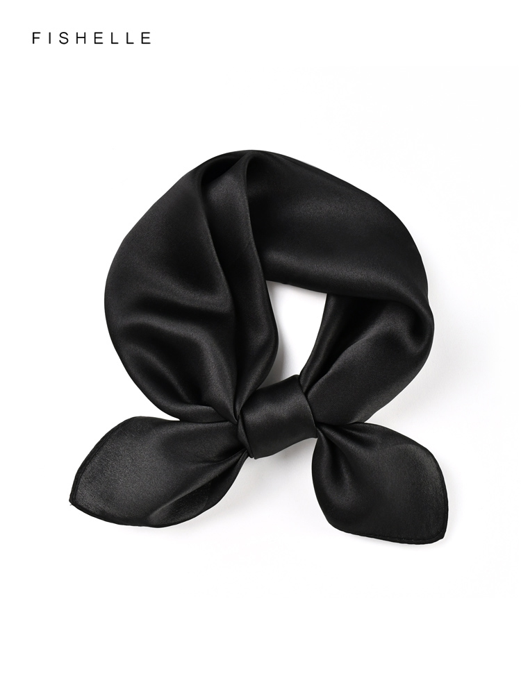 Solid color black pure silk sc - Ascot Neck Scarf recension och pris