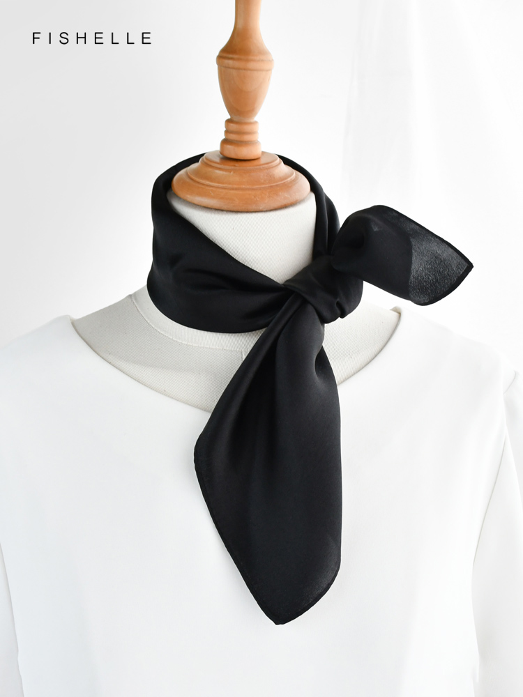 Solid color black pure silk sc - Ascot Neck Scarf recension och pris