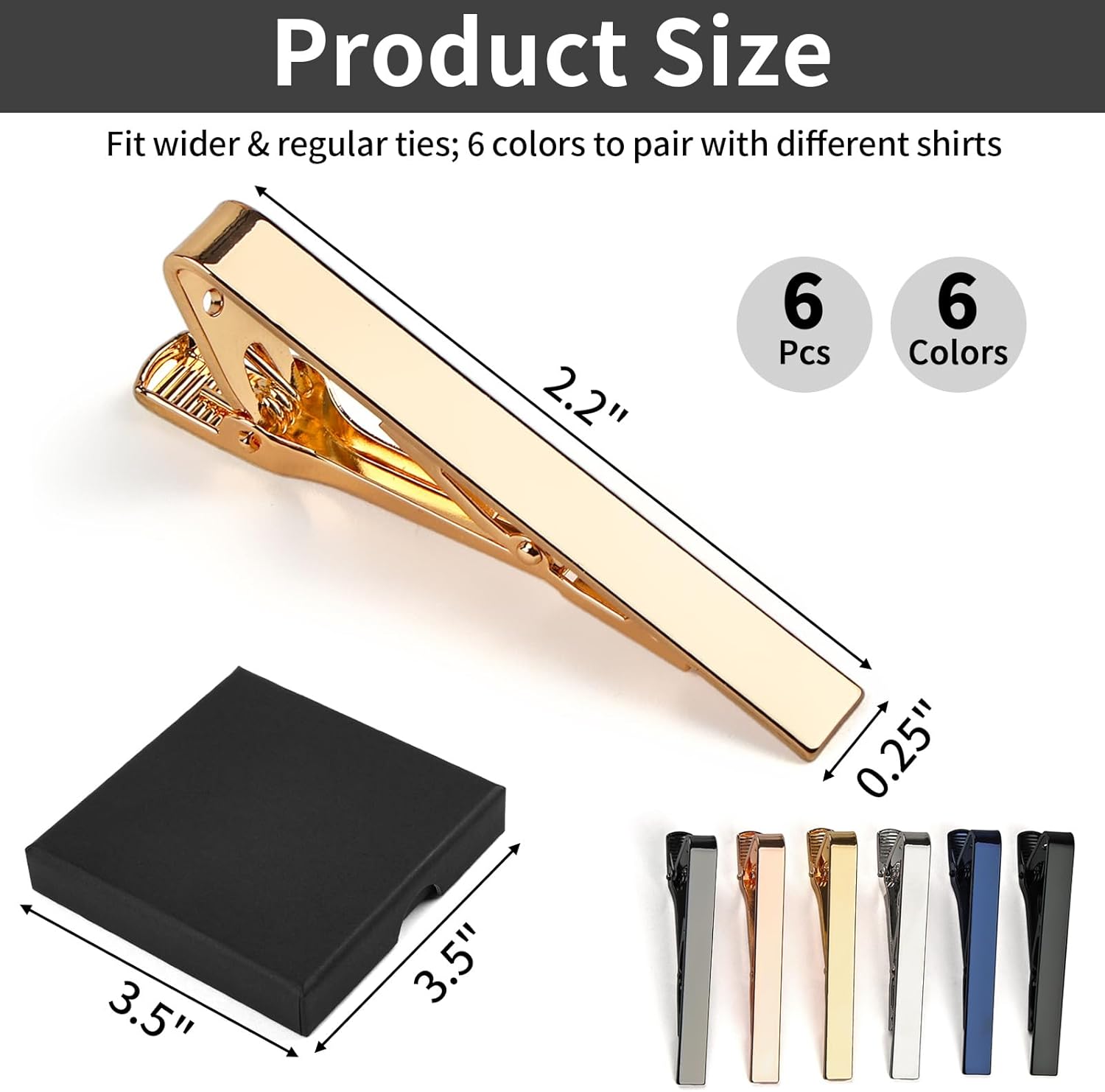 6 Tie Clips for Men, Classic S - Tie Bar Set Gift recension och pris