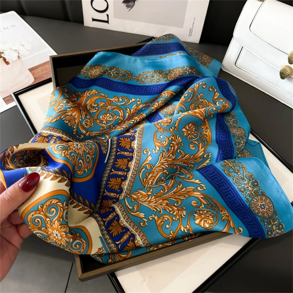 Women 70x70cm Printed Silk Pas - Ascot Neck Scarf recension och pris