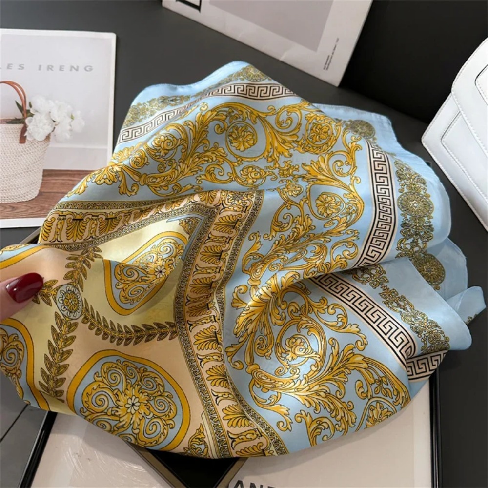 Women 70x70cm Printed Silk Pas - Ascot Neck Scarf recension och pris